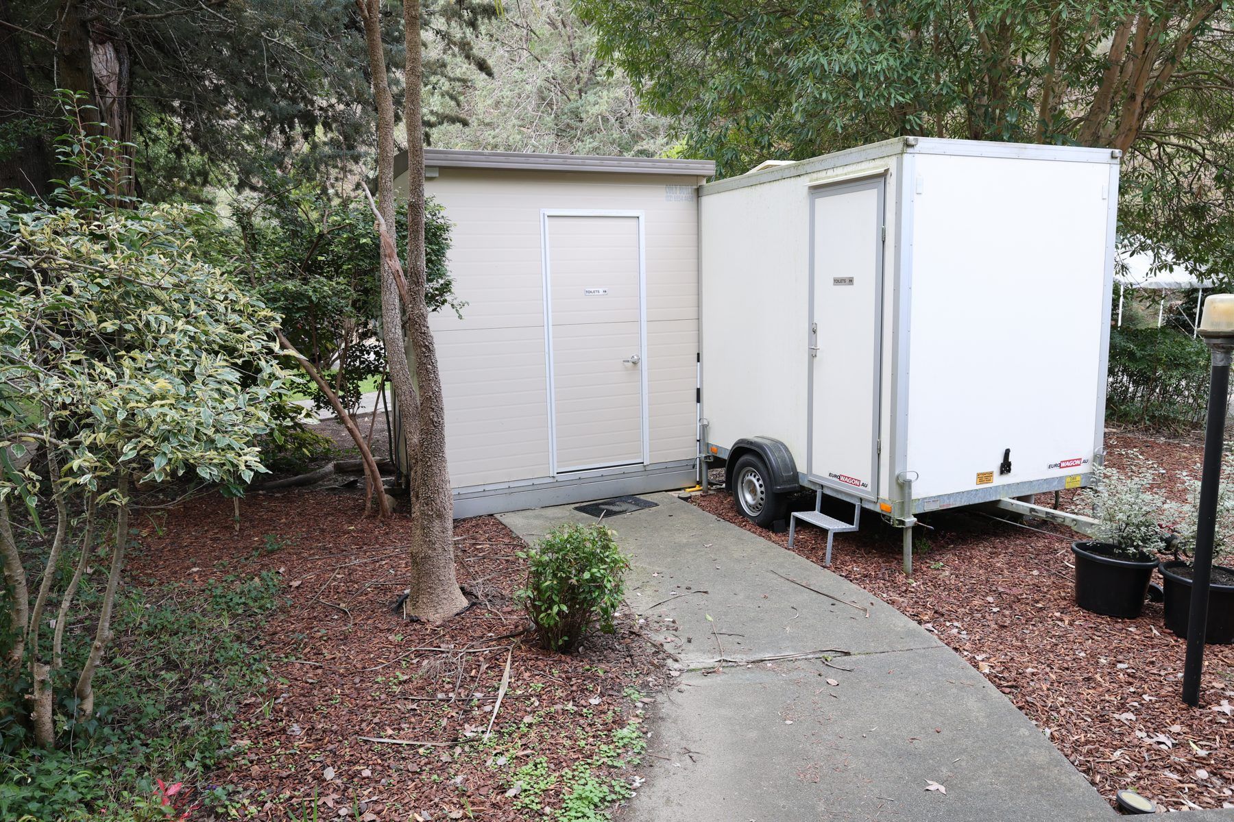 The bathroom block with hot shower and toilet