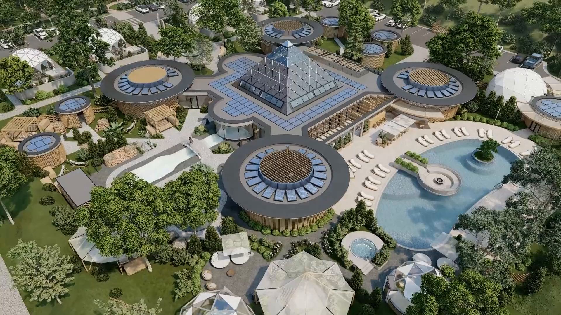Concept render of the bathhouse planned for Bright, seen from above